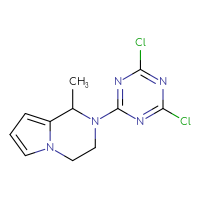 Chemical structure of 2,4-dichloro-6-{1-methyl-1H,2H,3H,4H-pyrrolo[1,2-a]pyrazin-2-yl}-1,3,5-triazine - CSSB02182235711