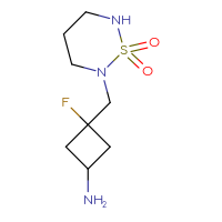 Chemical structure of 2-[(3-amino-1-fluorocyclobutyl)methyl]-1λ⁶,2,6-thiadiazinane-1,1-dione - CSMB00157011283