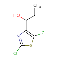 Chemical structure of 1-(2,5-dichloro-1,3-thiazol-4-yl)propan-1-ol - CSSB21246458750