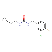 Chemical structure of 1-[(3-chloro-4-fluorophenyl)methyl]-3-(2-cyclopropylethyl)urea - CSSB02005984419