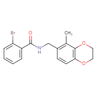Chemical structure of 2-bromo-N-[(5-methyl-2,3-dihydro-1,4-benzodioxin-6-yl)methyl]benzamide - CSSB15585438297