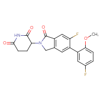 Chemical structure of 3-[6-fluoro-5-(5-fluoro-2-methoxyphenyl)-1-oxo-2,3-dihydro-1H-isoindol-2-yl]piperidine-2,6-dione - CSSB21531607140