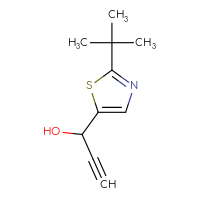 Chemical structure of 1-(2-tert-butyl-1,3-thiazol-5-yl)prop-2-yn-1-ol - CSSB00154032279