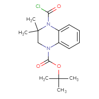 Chemical structure of tert-butyl 4-(carbonochloridoyl)-3,3-dimethyl-1,2,3,4-tetrahydroquinoxaline-1-carboxylate - CSSB15017984752
