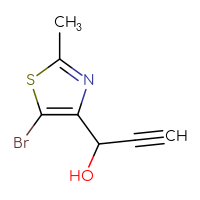 Chemical structure of 1-(5-bromo-2-methyl-1,3-thiazol-4-yl)prop-2-yn-1-ol - CSSB00153536748