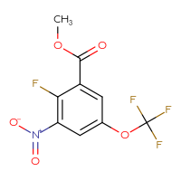 Chemical structure of methyl 2-fluoro-3-nitro-5-(trifluoromethoxy)benzoate - CSSB06430523177