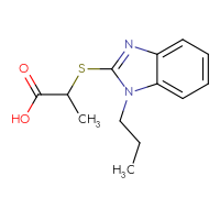 Chemical structure of 2-[(1-propyl-1H-1,3-benzodiazol-2-yl)sulfanyl]propanoic acid - CSSB00000682376