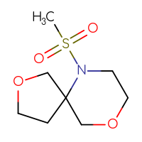 Chemical structure of 6-methanesulfonyl-2,9-dioxa-6-azaspiro[4.5]decane - CSSS00077493639
