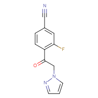 Chemical structure of 3-fluoro-4-[2-(1H-pyrazol-1-yl)acetyl]benzonitrile - CSSB21332094986