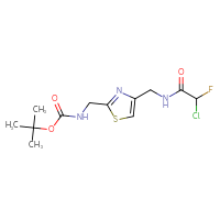 Chemical structure of tert-butyl N-({4-[(2-chloro-2-fluoroacetamido)methyl]-1,3-thiazol-2-yl}methyl)carbamate - CSSB09894703925