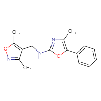 Chemical structure of N-[(3,5-dimethyl-1,2-oxazol-4-yl)methyl]-4-methyl-5-phenyl-1,3-oxazol-2-amine - CSSB15242505218