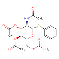 Chemical structure of [(2R,3S,4R,5R,6S)-3,4-bis(acetyloxy)-5-acetamido-6-(phenylsulfanyl)oxan-2-yl]methyl acetate - CSSS00161007688