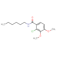 Chemical structure of 2-chloro-N-hexyl-3,4-dimethoxybenzamide - CSSB01385235438