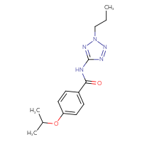 Chemical structure of 4-(propan-2-yloxy)-N-(2-propyl-2H-1,2,3,4-tetrazol-5-yl)benzamide - CSSB00121600100