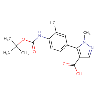 Chemical structure of 5-(4-{[(tert-butoxy)carbonyl]amino}-3-methylphenyl)-1-methyl-1H-pyrazole-4-carboxylic acid - CSSB00103058800
