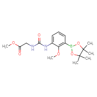 Chemical structure of methyl 2-({[2-methoxy-3-(4,4,5,5-tetramethyl-1,3,2-dioxaborolan-2-yl)phenyl]carbamoyl}amino)acetate - CSSB21245996289