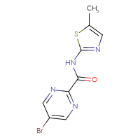 Chemical structure of 5-bromo-N-(5-methyl-1,3-thiazol-2-yl)pyrimidine-2-carboxamide - CSSB00122073244