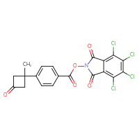 Chemical structure of 4,5,6,7-tetrachloro-1,3-dioxo-2,3-dihydro-1H-isoindol-2-yl 4-(1-methyl-3-oxocyclobutyl)benzoate - CSSB20271388243