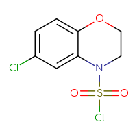 Chemical structure of 6-chloro-3,4-dihydro-2H-1,4-benzoxazine-4-sulfonyl chloride - CSSB15008525930