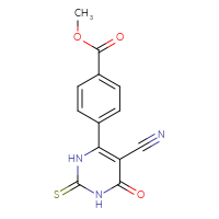 Chemical structure of methyl 4-(5-cyano-6-oxo-2-sulfanylidene-1,2,3,6-tetrahydropyrimidin-4-yl)benzoate - CSSB00160868415