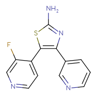Chemical structure of 5-(3-fluoropyridin-4-yl)-4-(pyridin-3-yl)-1,3-thiazol-2-amine - CSSB00116210118