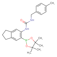 Chemical structure of 1-[(4-methylphenyl)methyl]-3-[6-(4,4,5,5-tetramethyl-1,3,2-dioxaborolan-2-yl)-2,3-dihydro-1H-inden-5-yl]urea - CSSB21332144334