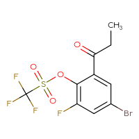 Chemical structure of 4-bromo-2-fluoro-6-propanoylphenyl trifluoromethanesulfonate - CSSB21009689411
