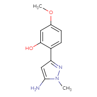 Chemical structure of 2-(5-amino-1-methyl-1H-pyrazol-3-yl)-5-methoxyphenol - CSSB00021227424