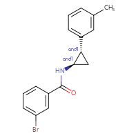 Chemical structure of rac-3-bromo-N-[(1R,2S)-2-(3-methylphenyl)cyclopropyl]benzamide - CSSB21432542815