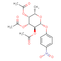 Chemical structure of (2R,3S,4R,5R,6S)-4,5-bis(acetyloxy)-6-methyl-2-(4-nitrophenoxy)oxan-3-yl acetate - CSSB00134617796