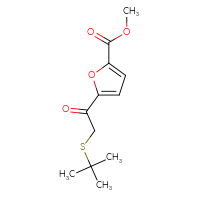 Chemical structure of methyl 5-[2-(tert-butylsulfanyl)acetyl]furan-2-carboxylate - CSSB21246262608