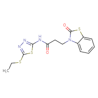 Chemical structure of N-[5-(ethylsulfanyl)-1,3,4-thiadiazol-2-yl]-3-(2-oxo-2,3-dihydro-1,3-benzothiazol-3-yl)propanamide - CSSB00027068753