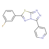 Chemical structure of 4-[6-(3-fluorophenyl)-[1,2,4]triazolo[3,4-b][1,3,4]thiadiazol-3-yl]pyridine - CSSB00121648927