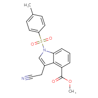 Chemical structure of methyl 3-(cyanomethyl)-1-(4-methylbenzenesulfonyl)-1H-indole-4-carboxylate - CSSB21332060795