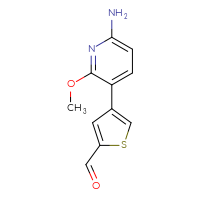 Chemical structure of 4-(6-amino-2-methoxypyridin-3-yl)thiophene-2-carbaldehyde - CSSB06590144024