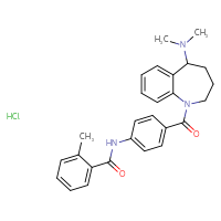 Chemical structure of N-{4-[5-(dimethylamino)-2,3,4,5-tetrahydro-1H-1-benzazepine-1-carbonyl]phenyl}-2-methylbenzamide hydrochloride - CSSB00025770383