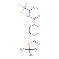 Chemical structure of tert-butyl 4-[(1,1,1-trifluoropropan-2-yl)carbamoyl]piperazine-1-carboxylate - CSSB02112686583