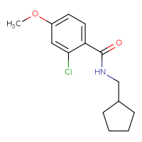 Chemical structure of 2-chloro-N-(cyclopentylmethyl)-4-methoxybenzamide - CSSB00103885536