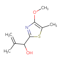 Chemical structure of 1-(4-methoxy-5-methyl-1,3-thiazol-2-yl)-2-methylprop-2-en-1-ol - CSSB20686448285