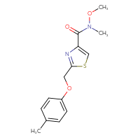 Chemical structure of N-methoxy-N-methyl-2-[(4-methylphenoxy)methyl]-1,3-thiazole-4-carboxamide - CSSB01395045618
