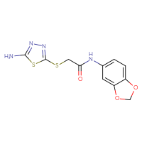 Chemical structure of 2-[(5-amino-1,3,4-thiadiazol-2-yl)sulfanyl]-N-(2H-1,3-benzodioxol-5-yl)acetamide - CSSB00015276623
