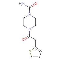 Chemical structure of 4-[2-(thiophen-2-yl)acetyl]piperazine-1-carboxamide - CSSB01002891436