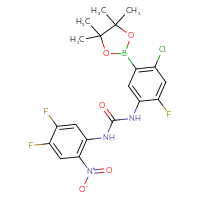 Chemical structure of 3-[4-chloro-2-fluoro-5-(4,4,5,5-tetramethyl-1,3,2-dioxaborolan-2-yl)phenyl]-1-(4,5-difluoro-2-nitrophenyl)urea - CSSB21332058174