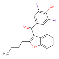 Chemical structure of 4-(2-butyl-1-benzofuran-3-carbonyl)-2,6-diiodophenol - CSSB00000053563