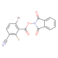 Chemical structure of 1,3-dioxo-2,3-dihydro-1H-isoindol-2-yl 6-bromo-3-cyano-2-fluorobenzoate - CSSB17484204587