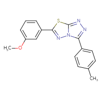 Chemical structure of 6-(3-methoxyphenyl)-3-(4-methylphenyl)-[1,2,4]triazolo[3,4-b][1,3,4]thiadiazole - CSSB00121633700