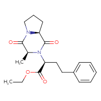 Chemical structure of ethyl (2S)-2-[(3S,8aS)-3-methyl-1,4-dioxo-octahydropyrrolo[1,2-a]pyrazin-2-yl]-4-phenylbutanoate - CSSB00020663117