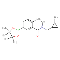 Chemical structure of N,2-dimethyl-N-[(2-methylcyclopropyl)methyl]-5-(4,4,5,5-tetramethyl-1,3,2-dioxaborolan-2-yl)benzamide - CSSB02533505016