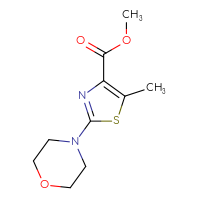 Chemical structure of methyl 5-methyl-2-(morpholin-4-yl)-1,3-thiazole-4-carboxylate - CSSB00013009897