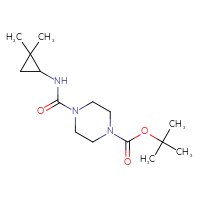 Chemical structure of tert-butyl 4-[(2,2-dimethylcyclopropyl)carbamoyl]piperazine-1-carboxylate - CSSB00712493811